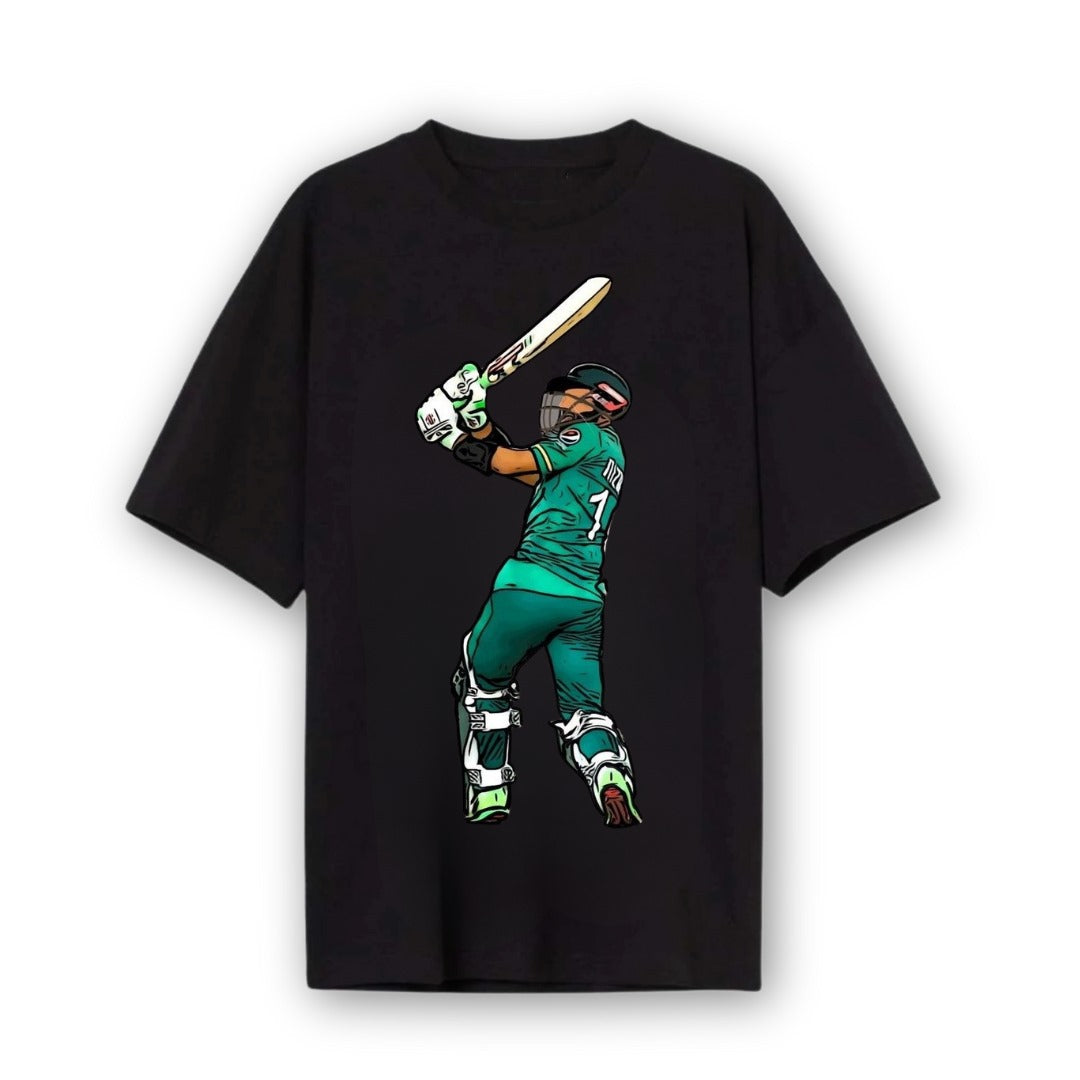 "Muhammad Rizwan Animated Oversized Shirt - Bold Cricket Style for Fans"